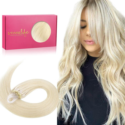 Remy Echthaar Microring Extensions Platinblond 45cm