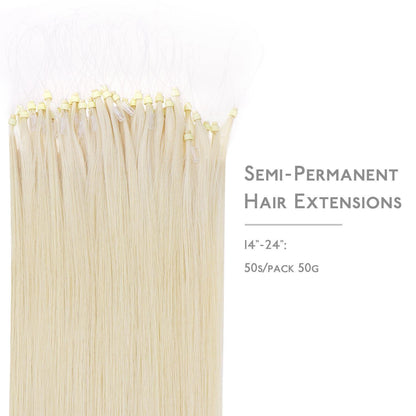 Remy Echthaar Microring Extensions Platinblond 45cm