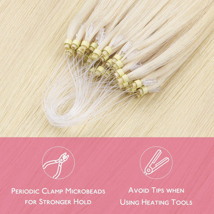 Remy Echthaar Microring Extensions Platinblond 45cm