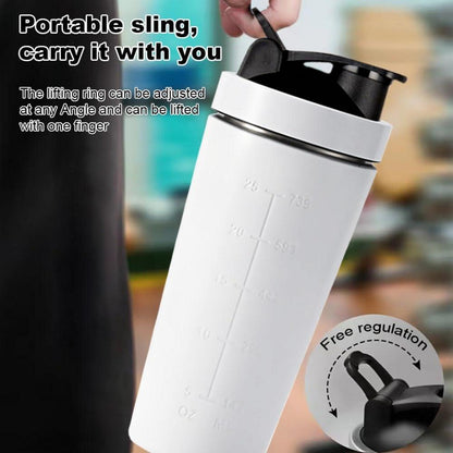 Protein Shaker Edelstahl 750ML Weiß BPA-frei Auslaufsicher