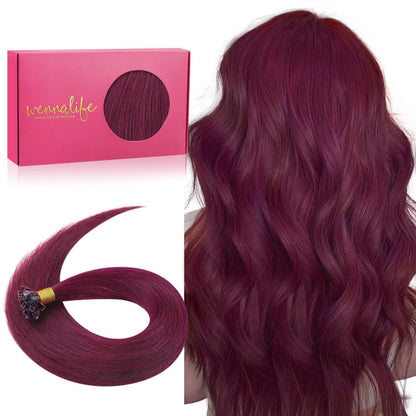 Echthaar Extensions U-Tip Burgund 50cm - 50g