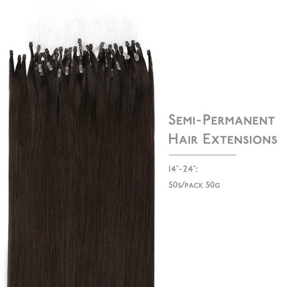 Remy Echthaar Microring Extensions 45cm Dunkelbraun