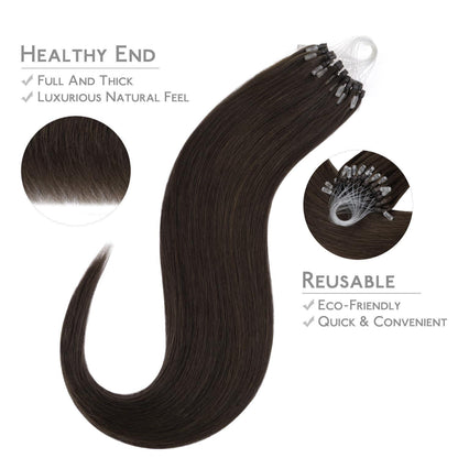 Remy Echthaar Microring Extensions 45cm Dunkelbraun
