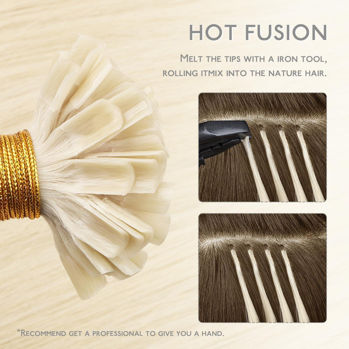 Echthaar Extensions U-Tip Platinblond 50cm