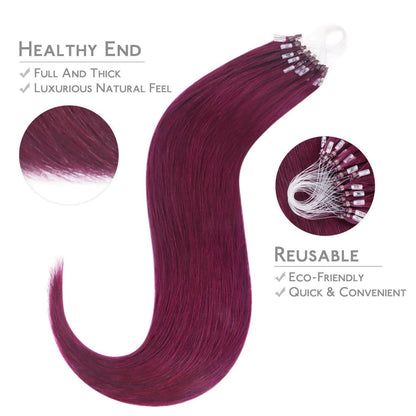 Echthaar Microring Extensions – Hellburgund 45cm
