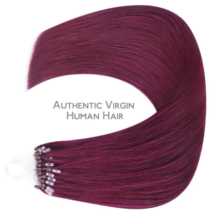 Echthaar Microring Extensions – Hellburgund 45cm