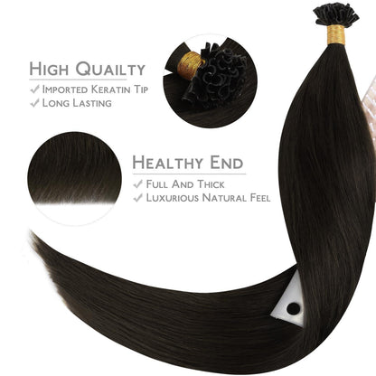 Echthaar Extensions U-Tip Dunkel Braun 60cm