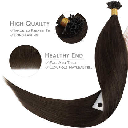 Echthaar Extensions U-Tip Schokoladenbraun 60cm