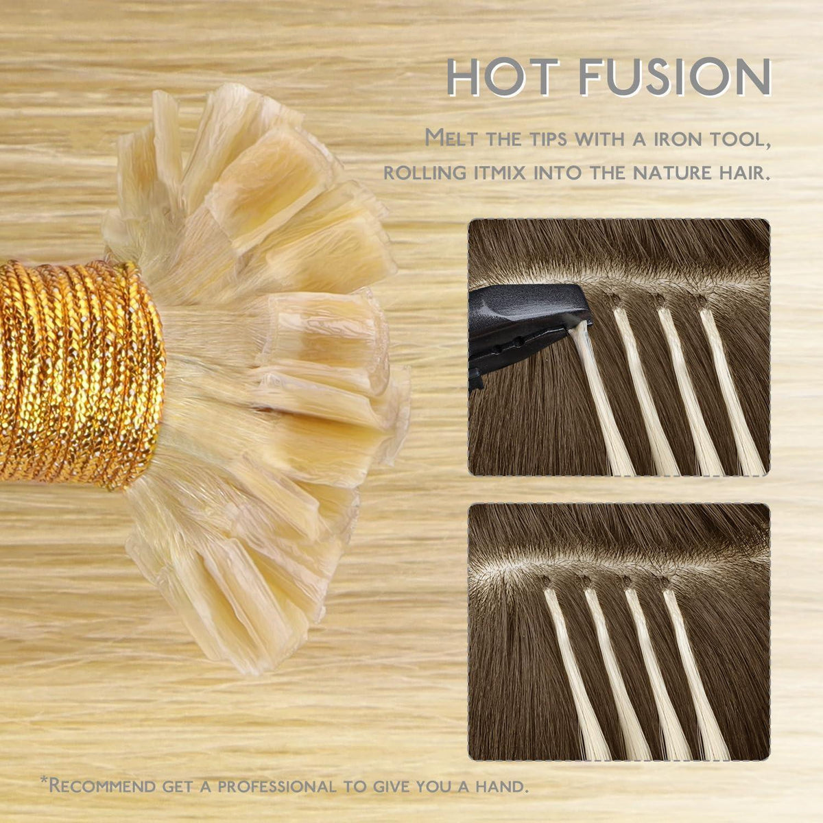 Echthaar Extensions Bonding Hellblond Highlights 45cm