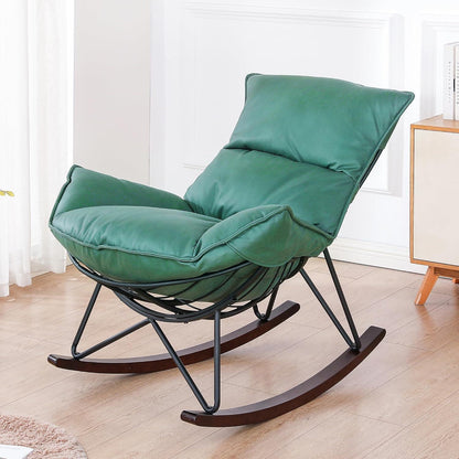 Moderner Schaukelsessel Grün – Bequemer Relaxsessel mit Metallgestell