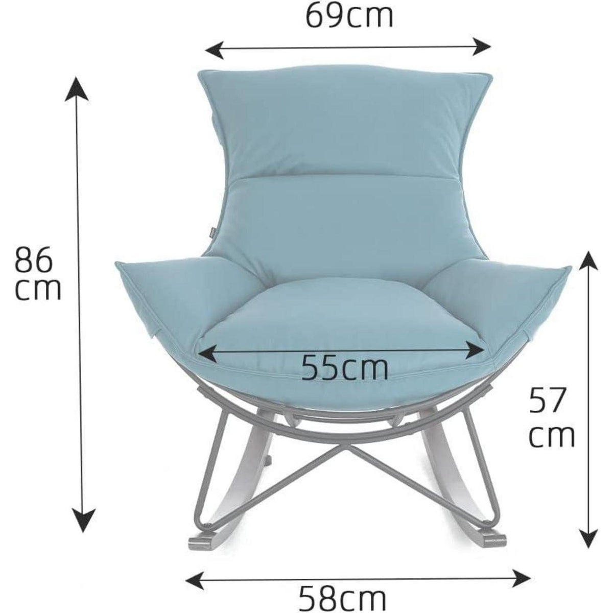 Moderner Schaukelsessel Blau – Bequemer Relaxsessel mit Metallgestell