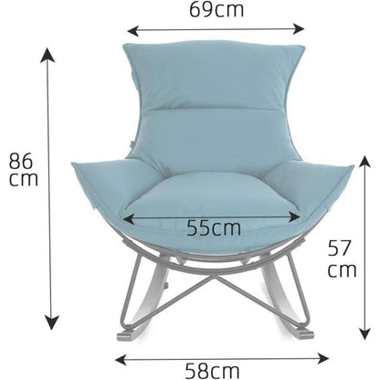 Moderner Schaukelsessel Blau – Bequemer Relaxsessel mit Metallgestell