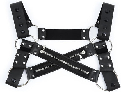 Herren Leder Harness Sexy Unterwäsche Reißverschluss Verstellbarerotik Bondage Fetisch Cosplay