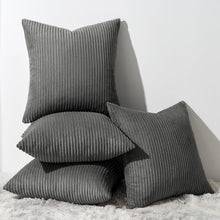 Kissenbezug Dunkel Grau 50x50 Kordsamt 4er Set flauschig Kinder