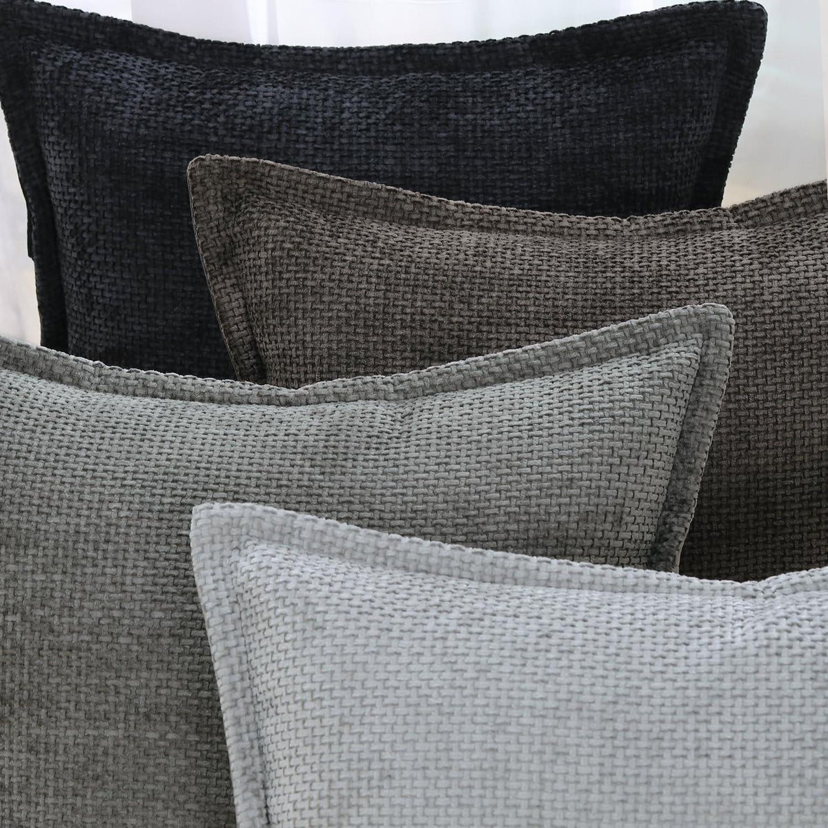 2x Kissenbezug Chenille Samt 50x50 cm Schwarz