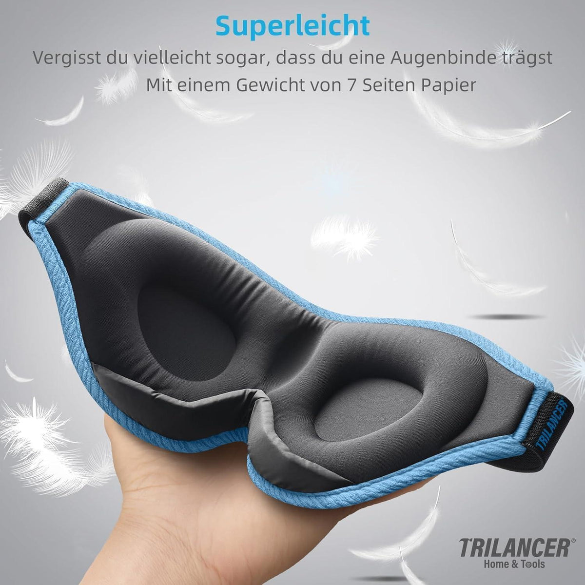 Schlafmaske 99,99% Lichtblockierend Blau