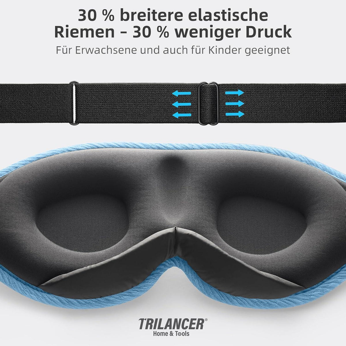 Schlafmaske 99,99% Lichtblockierend Blau