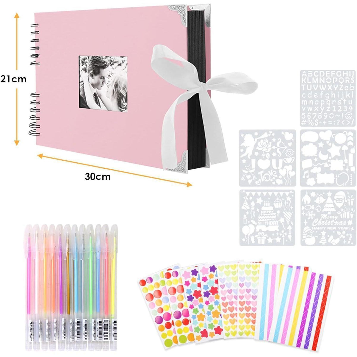 DIY Fotoalbum Rosa 30x21cm mit Zubehör
