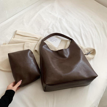 TIAASTAP Damen Handtasche Groß Weiches Leder Tote Bag Umhängetasche Dunkler