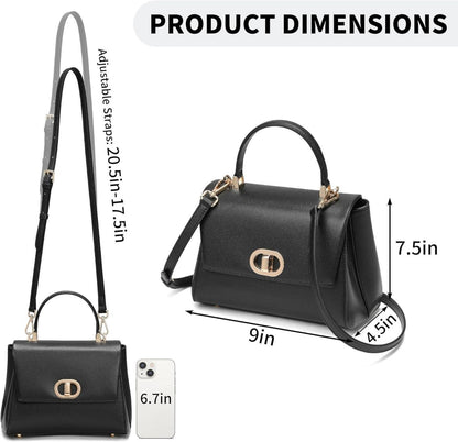 Damen Handtasche Leder Umhängetasche Crossbody Schwarz