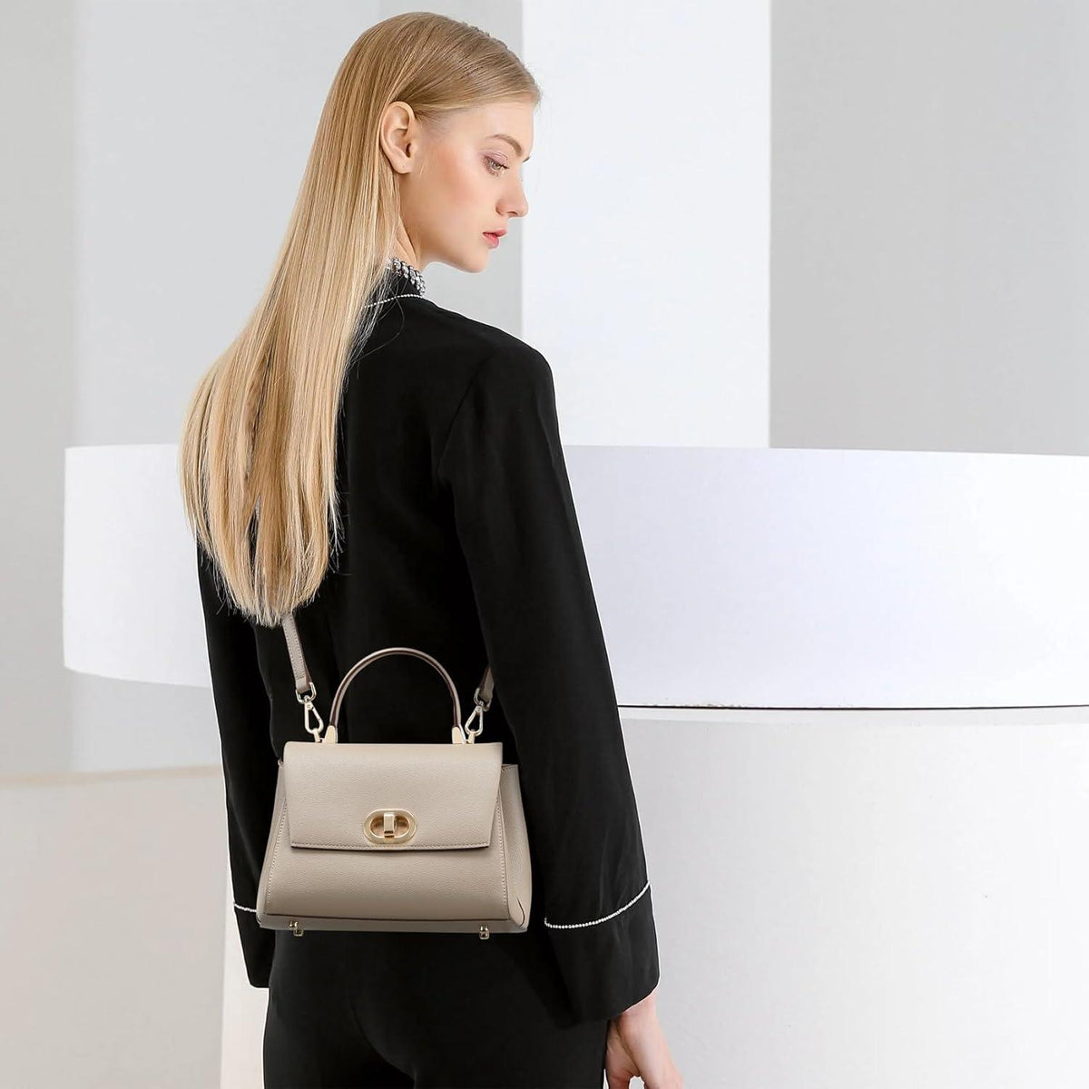 Damen Handtasche Leder Umhängetasche abnehmbarer