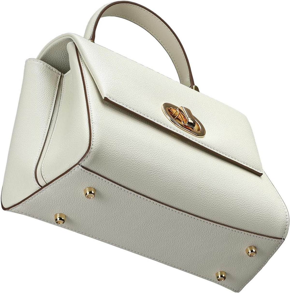 Leder Umhängetasche Damen Beige mit abnehmbarem Schultergurt