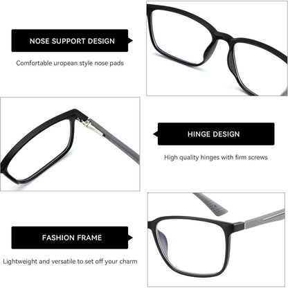 Blaulichtfilter Lesebrille Herren Eckig mit Stärke & UV-Schutz