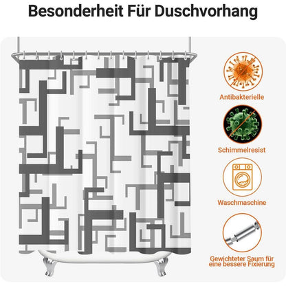 Lerores Duschvorhang Textil 200x200cm Antischimmel Block
