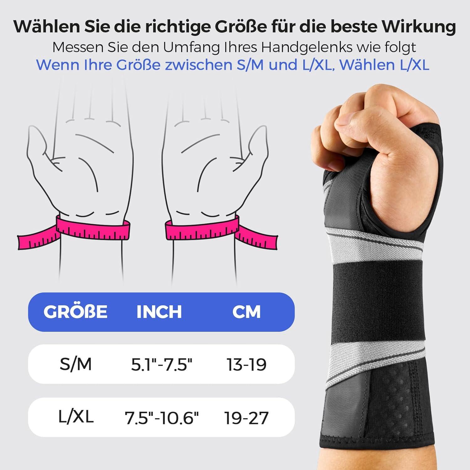 Leicht-Passform Handgelenkstütze mit bionischer Karpaltunnel-Schiene