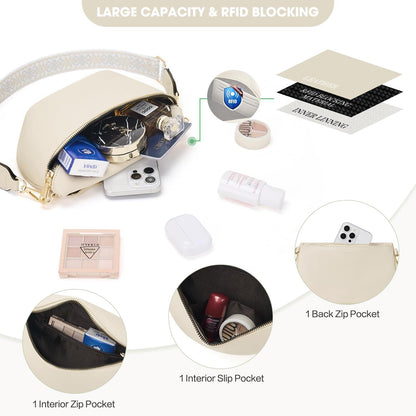 Elegante Kleine Damen Umhängetasche RFID Blockierung Vegan Leder