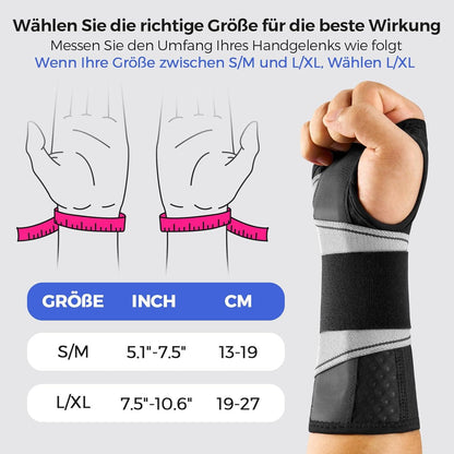 Leicht-Passform Handgelenkstütze mit Bionisch Karpaltunnel Schiene und