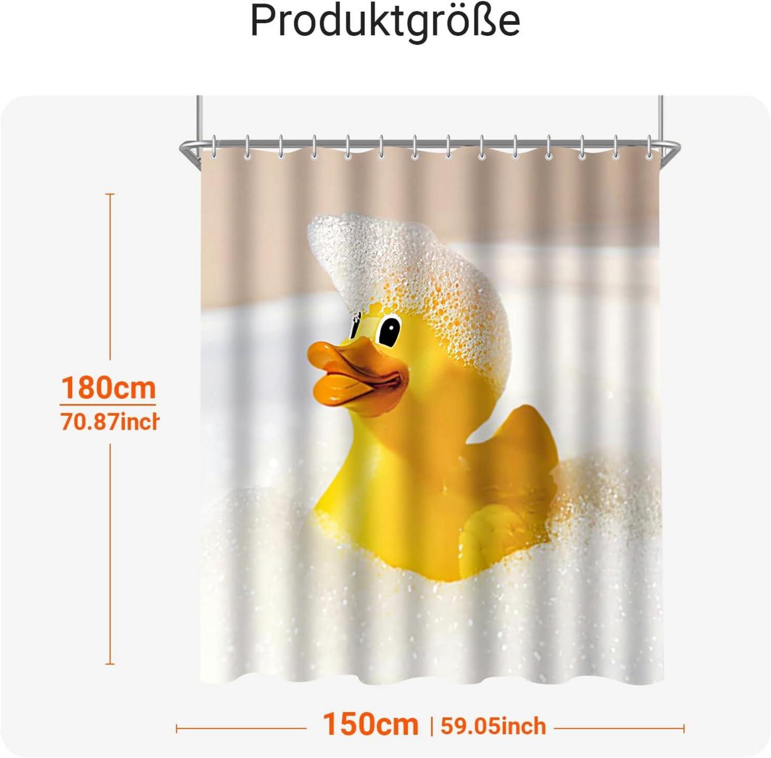 Duschvorhang Gelbe Ente 150x180cm Textil Wasserabweisend mit