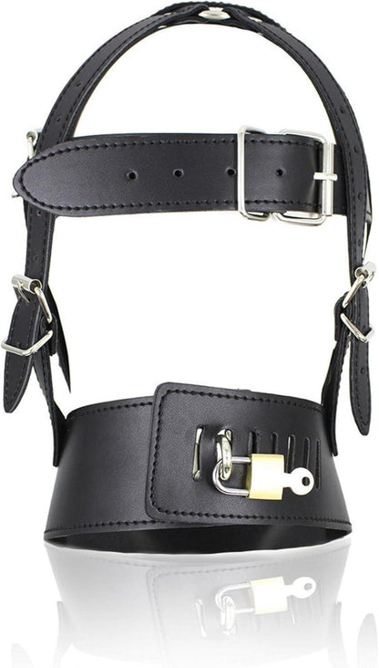 TUYMNI BDSM Maske Abschließbar Verstellbarer Leder Kopfhaube Bondage Kopfmaske Sexspielzeug für Paare