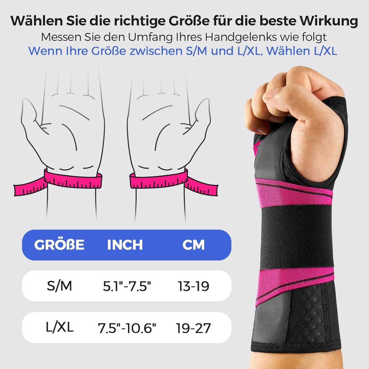 Leicht-Passform Handgelenkstütze mit Bionisch Karpaltunnel