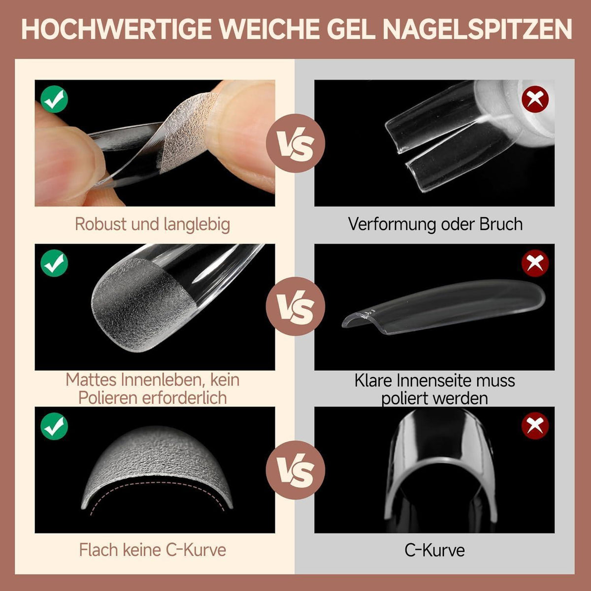 Ballerina Nageltips 216 Stück – Gel Nägel Verlängerung Set