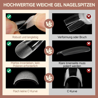 Ballerina Nageltips 216 Stück – Gel Nägel Verlängerung Set