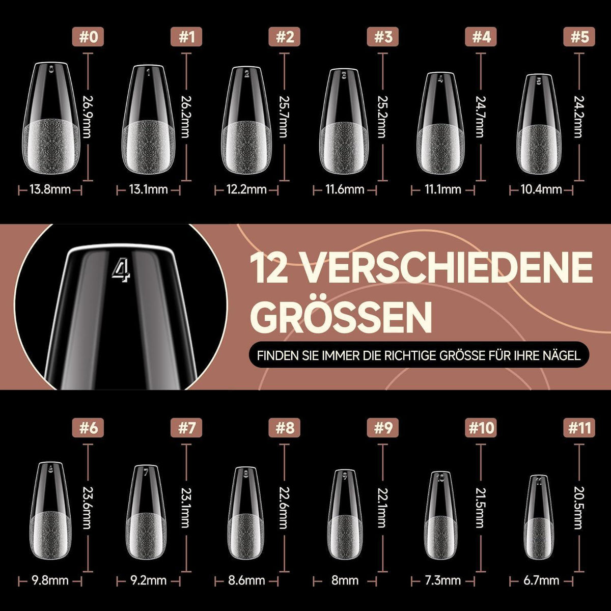 Ballerina Nageltips 216 Stück – Gel Nägel Verlängerung Set