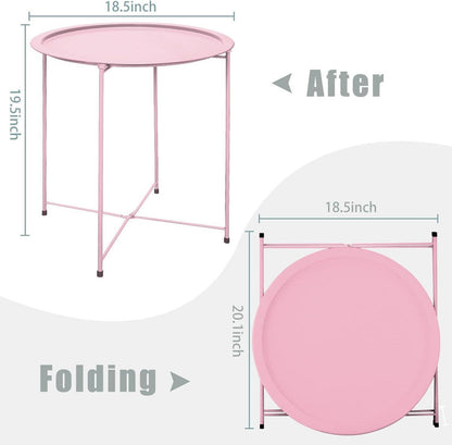 Runder Beistelltisch Metalltablett für Wohnzimmer, Balkon 2er Set