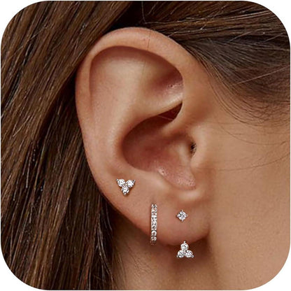 Ohrringe Set Silber 925 Ohrringe Creolen Zirkonia Piercings Ohrringe