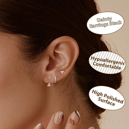 Ohrringe Set Silber 925 Ohrringe Creolen Zirkonia Piercings Ohrringe
