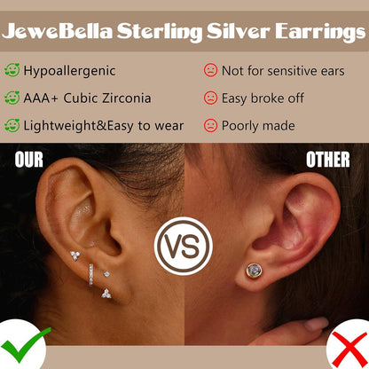 Ohrringe 925 Silber Damen Set Zirkonia Creolen Piercings Triangle-Silber