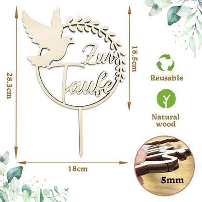 Holz Cake Topper Taufe Mädchen Junge Tortendeko 18.5x28.3cm