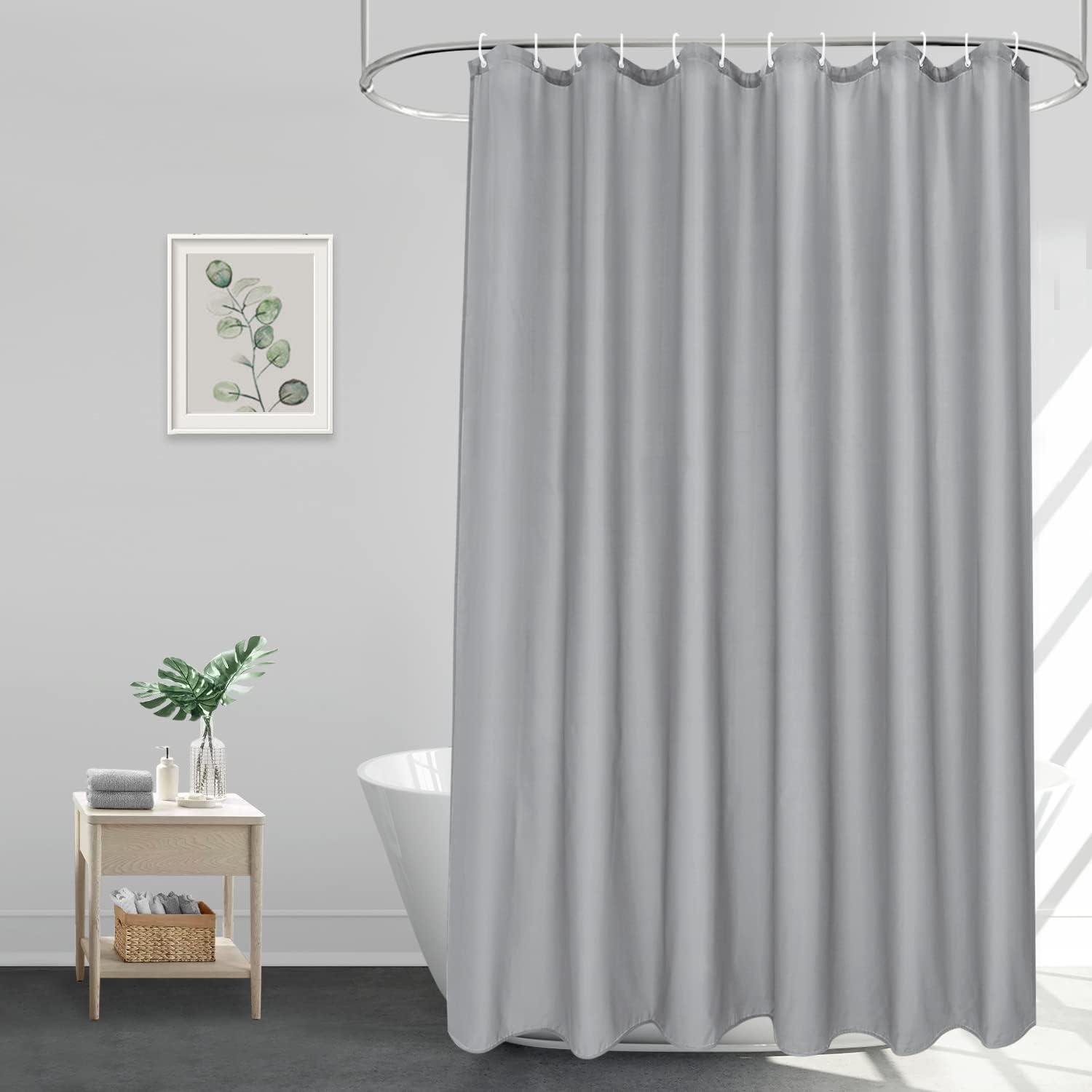 Duschvorhang Überlänge 200x240 Grau Textile Polyester Badvorhang