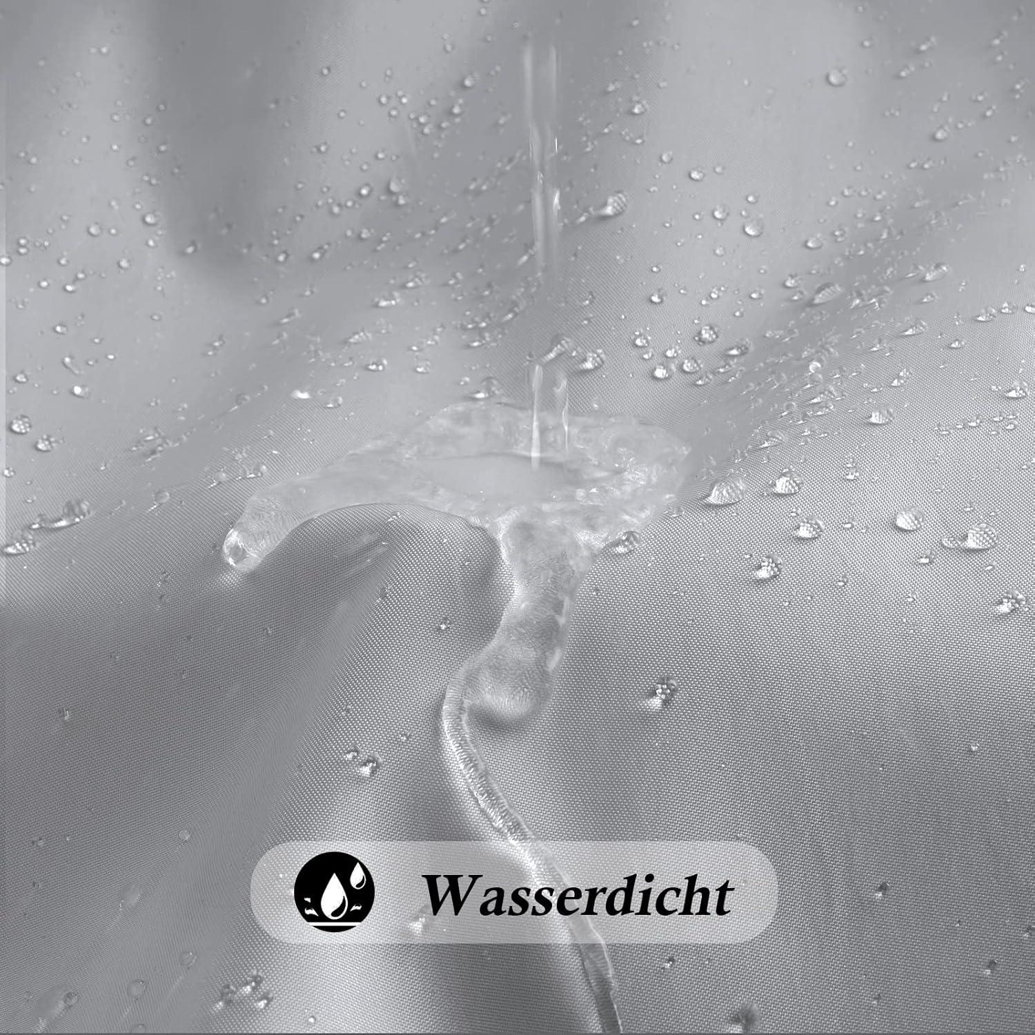 Duschvorhang Überlänge 200x240 Grau Polyester Wasserdicht Antischimmel Trocknet Schnell 14 Ringe