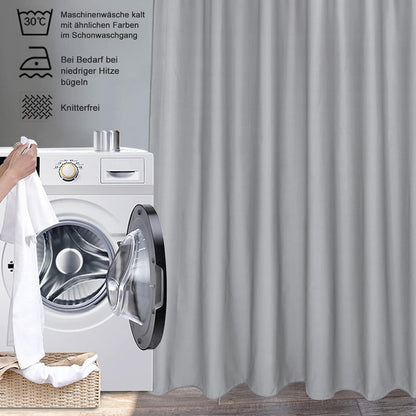 Duschvorhang Überlänge 200x240 Grau Textile Polyester Badvorhang