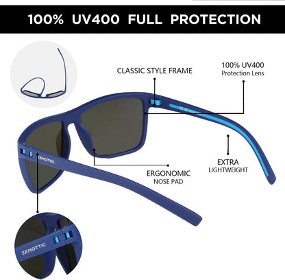 Polarisierte Sonnenbrille Herren TR90 Rahmen UV400 Schutz Blau Square