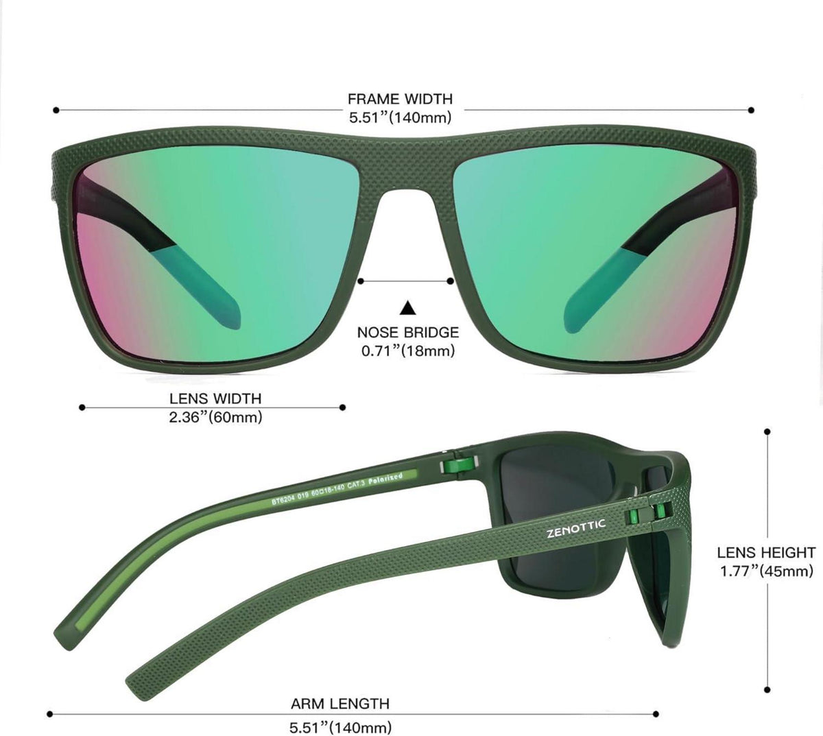 Polarisierte TR90 Herren Sonnenbrille UV400 Schutz Quadrat