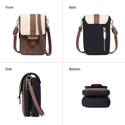 Handytasche Damen RFID Leder Umhängetasche Geldbörse Schwarz