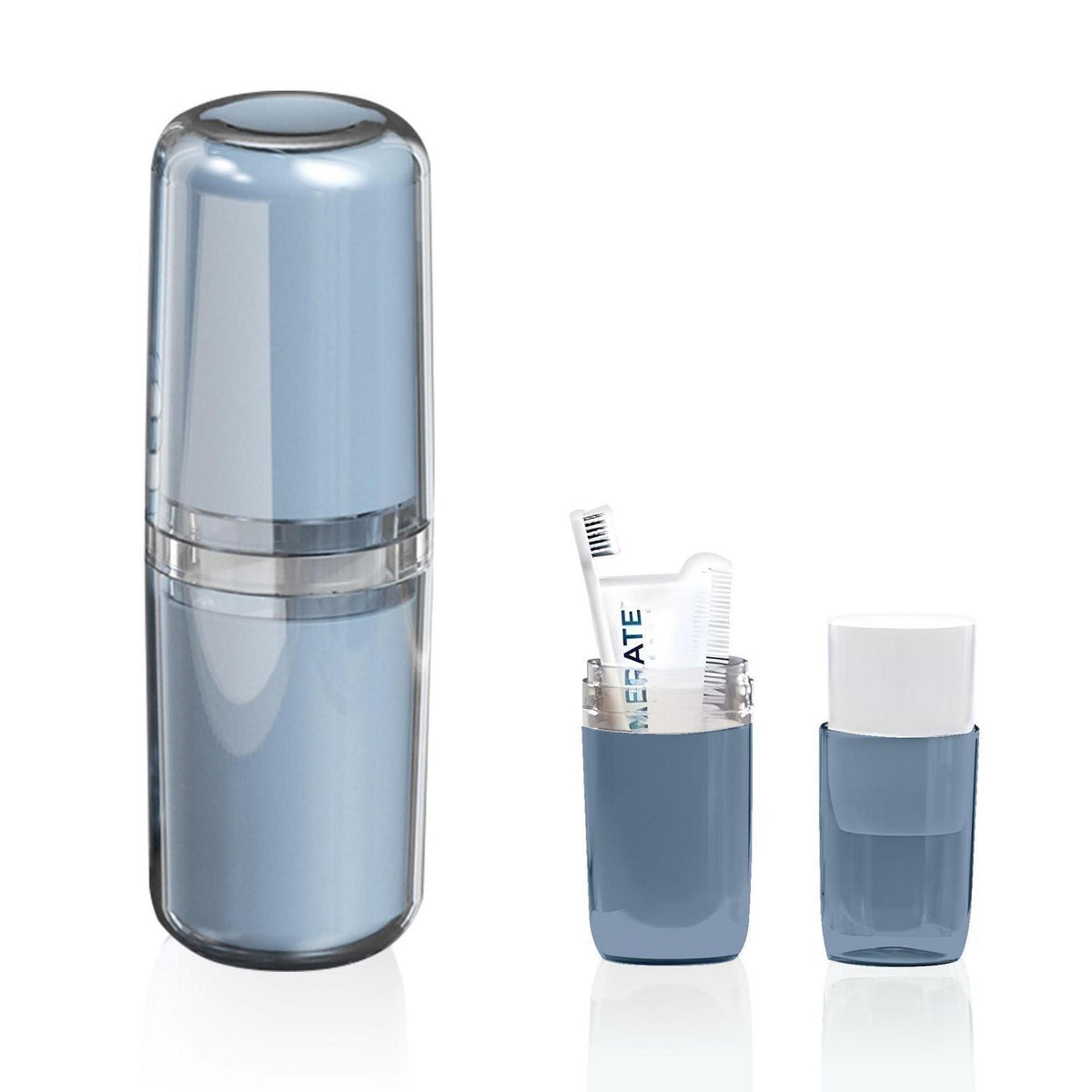 Reisezahnbürstenetui 4in1 – Zahnbürste, Pasta, Becher & mehr
