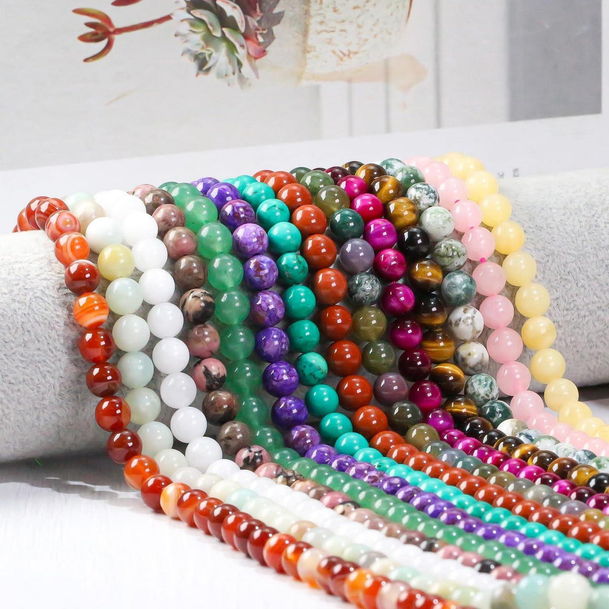 Naturstein Perlen 8mm Grün Türkis 45 Stück für Schmuck DIY